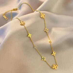 Halsband i titan-stål med 18K guldplätering